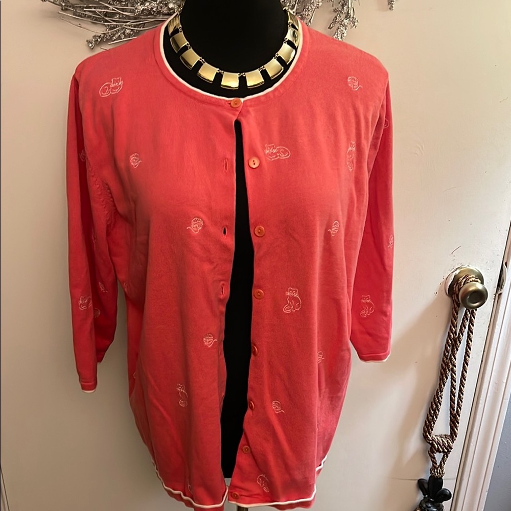 Coral Button-Up Cardigan